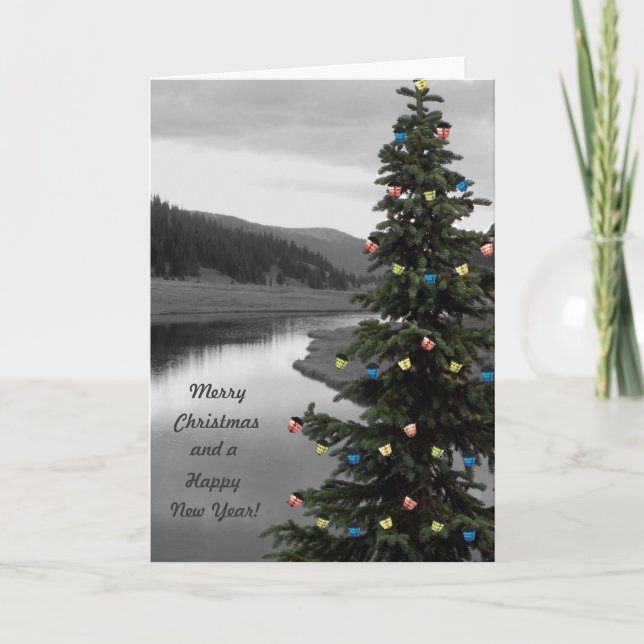 Decorated Christmas Tree by Mountain Lake Holiday Card (Front)
