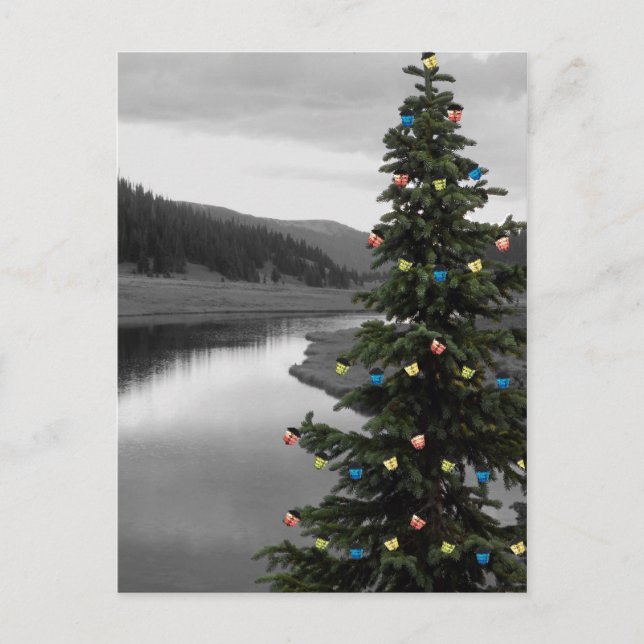 Decorated Christmas Tree by Mountain Lake Holiday Postcard (Front)