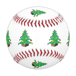 Decorated Christmas tree cartoon Baseball