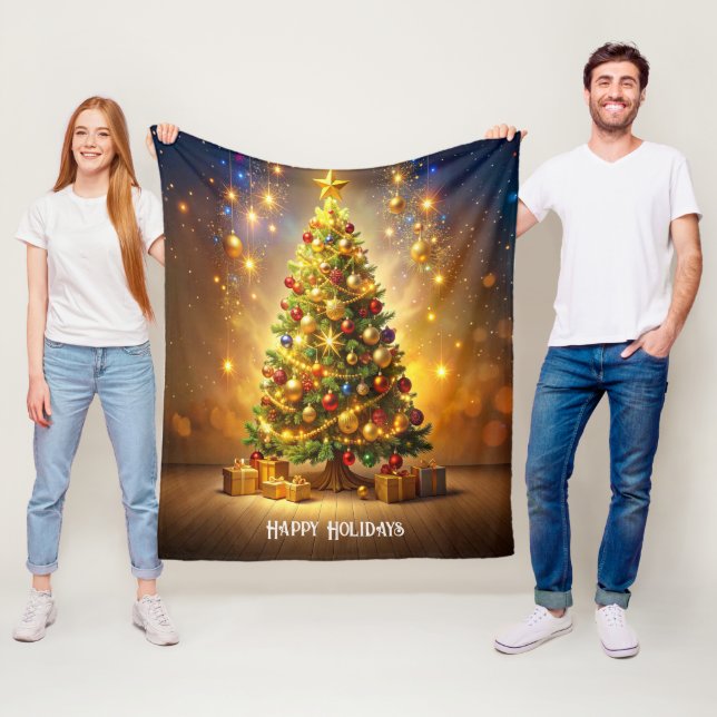 Decorated Christmas Tree Fleece  Blanket (In Situ)
