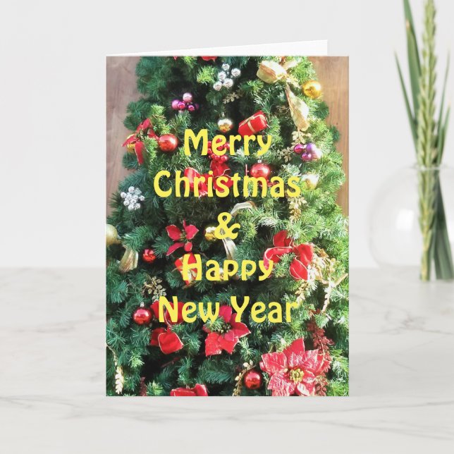 Decorated Christmas Tree Holiday Card (Front)