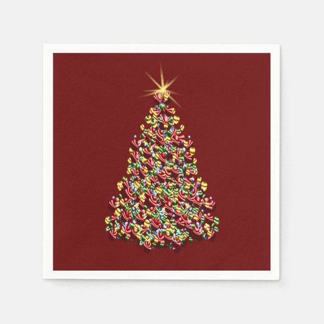 Decorated Christmas Tree Holiday Shining Star Top Napkin (Front)
