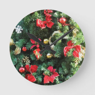 Decorated Christmas Tree Round Clock