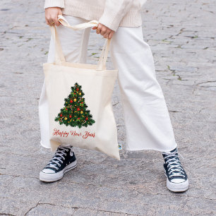Decorated Christmas tree Tote Bags