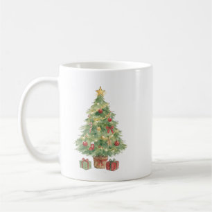 Decorated Christmas Tree with Gifts for Holiday Coffee Mug