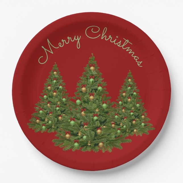 Decorated Christmas Tree's Paper Plate (Front)