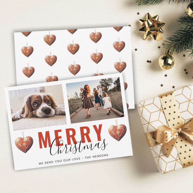 Decorated Cookies Merry Christmas Family 2 Photo Holiday Card (Creator Uploaded)