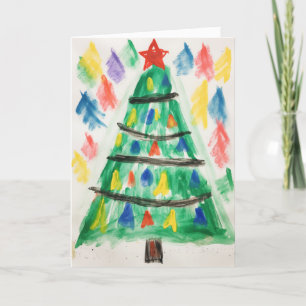 Decorated Crayon Christmas Tree Christmas Card