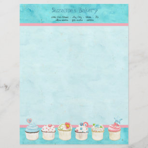 Decorated Cupcakes Custom Cake Business Stationery Personalized Letterhead