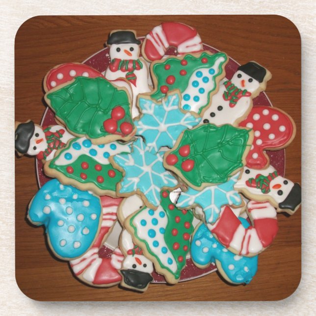 Decorated Cut-Out Christmas Sugar Cookies Coaster (Front)