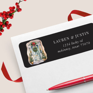 Decorated Door Holiday Return Address Label
