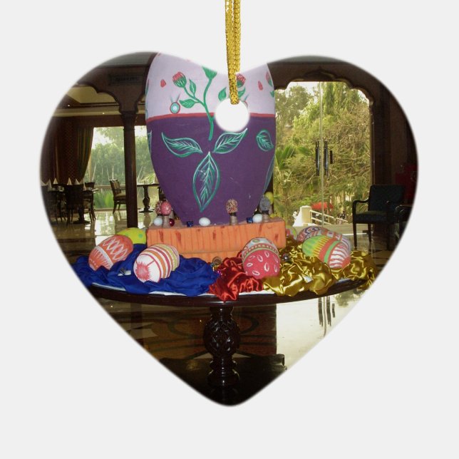 Decorated Easter Egg Art Print Ceramic Tree Decoration (Front)