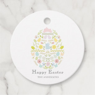 Decorated Easter Egg Floral Foliage Bunny Favour Tags