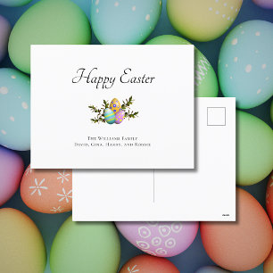 Decorated Easter Eggs Colourful Botanical  Holiday Postcard
