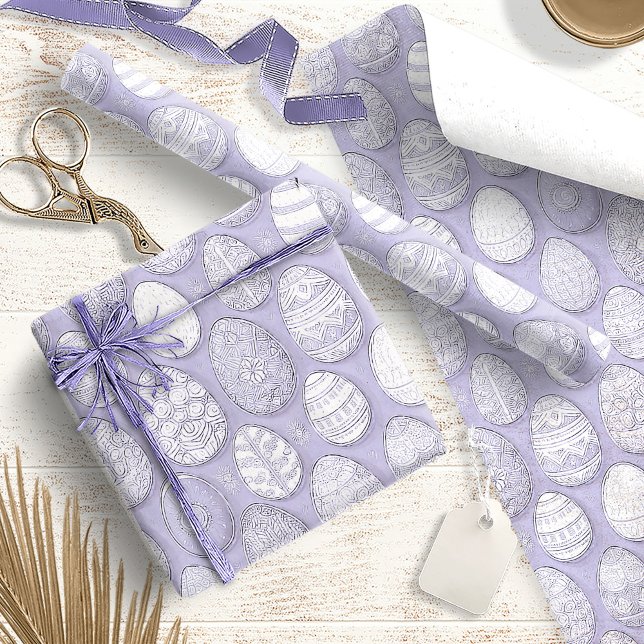 Decorated Easter Eggs Pattern Violet ID1096 Wrapping Paper (Creator Uploaded)