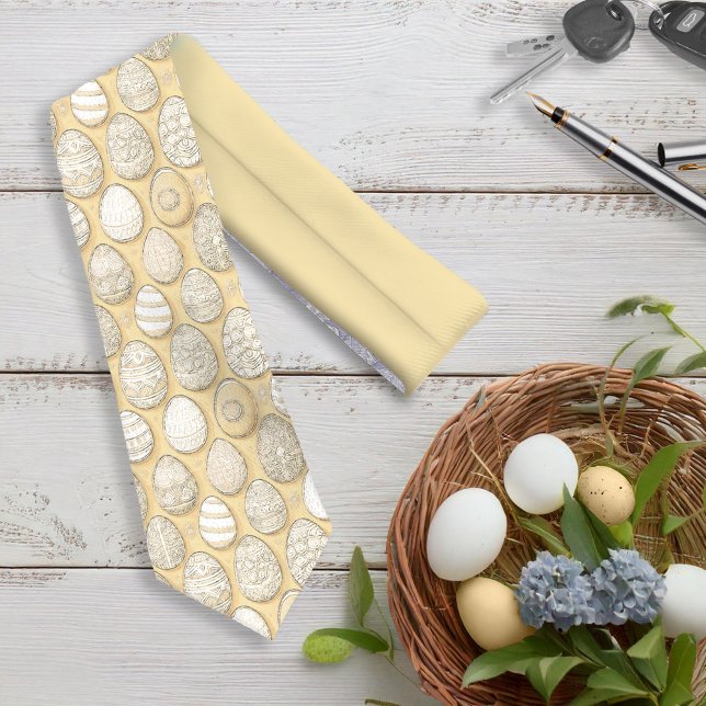 Decorated Easter Eggs Pattern Yellow D1096 Tie (Creator Uploaded)