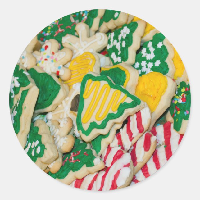 Decorated Frosted Homemade Christmas Sugar Cookies Classic Round Sticker (Front)
