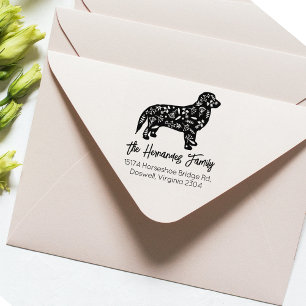 Decorated Golden Retriever Family Return Address Rubber Stamp