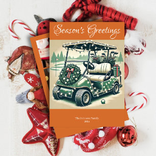 Decorated Golf Cart • Bright Orange Photo Holiday Card