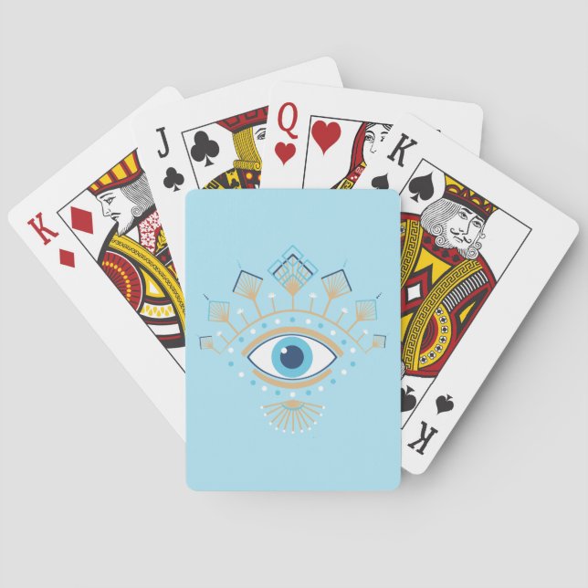 Decorated Greek Evil Eye Turkish Protection Symbol Playing Cards (Back)