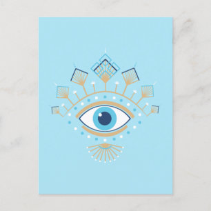Decorated Greek Evil Eye Turkish Protection Symbol Postcard