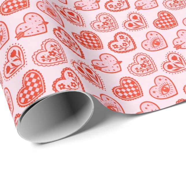 Decorated Hearts Wrapping Paper (Roll Corner)