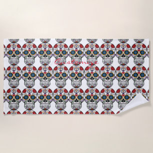 Decorated Human Skulls Art Thunder_Cove Beach Towel