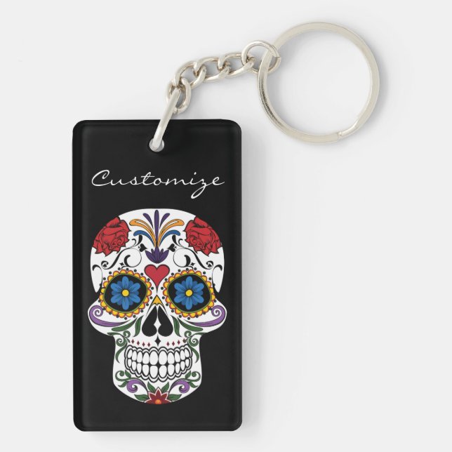 Decorated Human Skulls Art Thunder_Cove Key Ring (Back)
