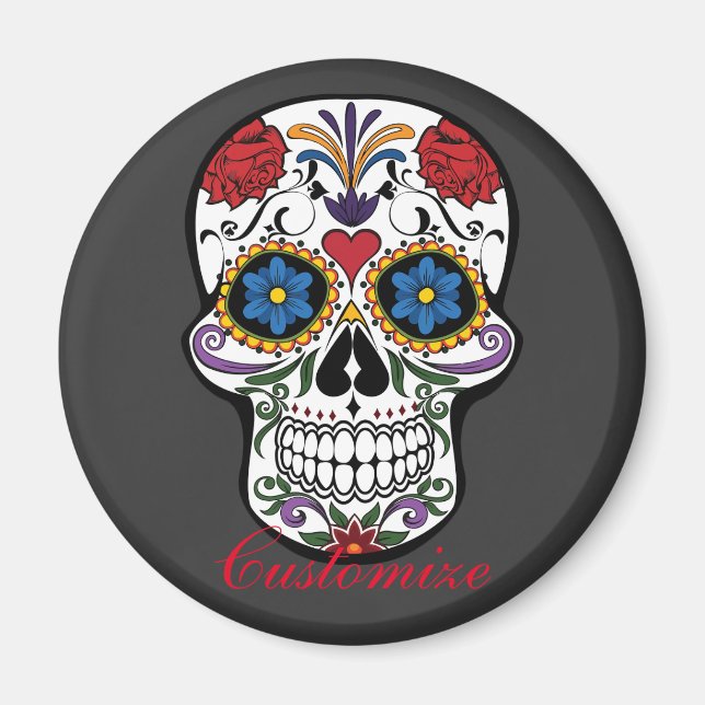 Decorated Human Skulls Art Thunder_Cove Magnet (Front)