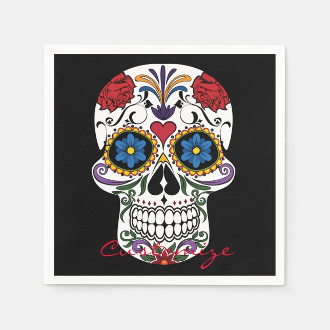 Decorated Human Skulls Art Thunder_Cove Napkin (Front)