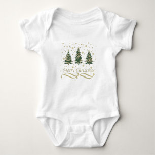Decorated Modern Christmas Pine Trees Baby Bodysuit