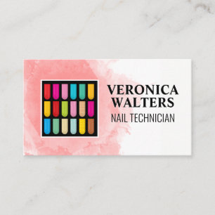 Decorated Nails Watercolor Background Loyalty Card