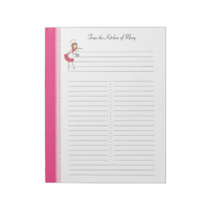 Decorated Personalised Recipe Pad Lined