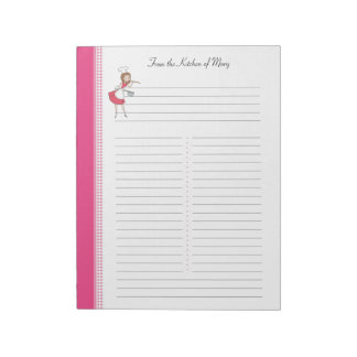 Decorated Personalised Recipe Pad Lined