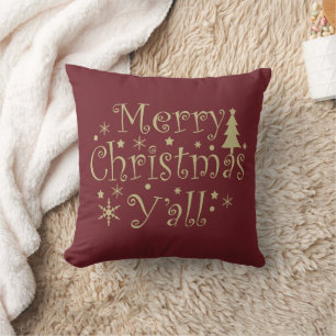 Decorated pine Tree Merry Christmas  Cushion