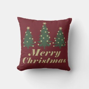 Decorated Simple Holiday Christmas Pine Trees Cushion
