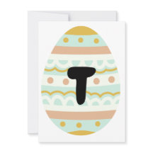 Decorated "T" Easter Egg Shape Bunting Banner Card