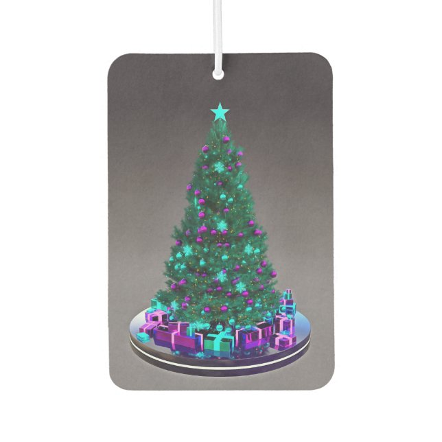 Decorated tree with gifts car air freshener (Front)