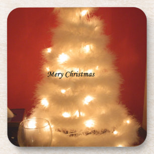 Decorated White Christmas Tree Collection Coaster
