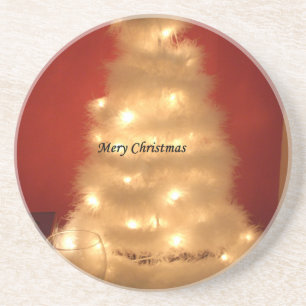 Decorated White Christmas Tree Collection Coaster