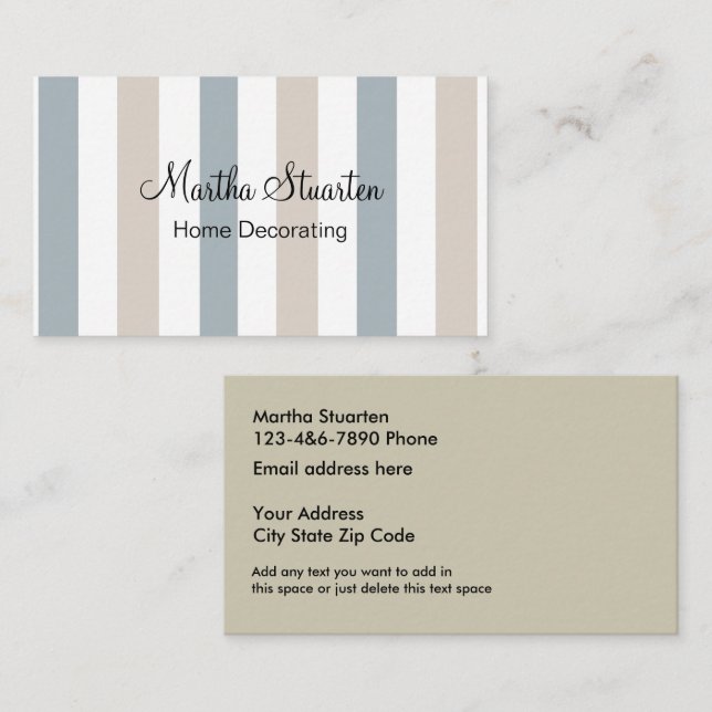 Decorating Business Modern Stripes Design Card (Front/Back)