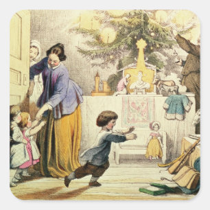 Decorating the Christmas Tree Square Sticker