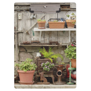 Decorations on wooden fence, Catalina Island, Clipboard