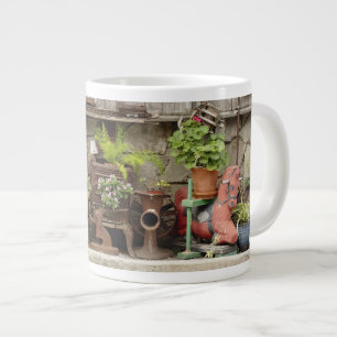 Decorations on wooden fence, Catalina Island, Large Coffee Mug