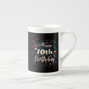 Decorative 70th Birthday Bone China Mug