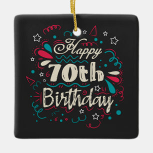 Decorative 70th Birthday Ceramic Ornament