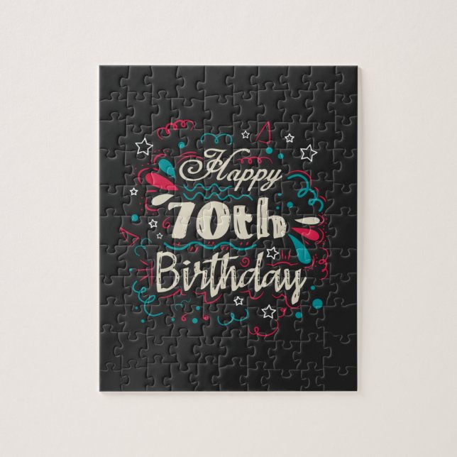 Decorative 70th Birthday Jigsaw Puzzle (Vertical)