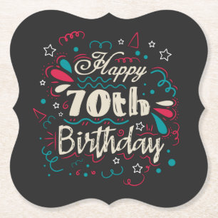 Decorative 70th Birthday Paper Coaster