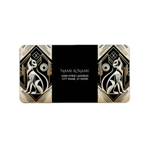 Decorative Abstract Black Cat Address Label