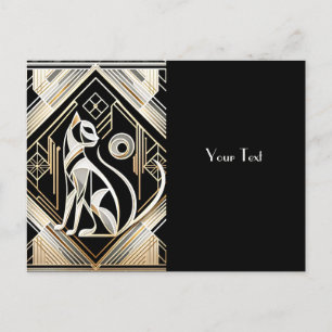 Decorative Abstract Black Cat Postcard